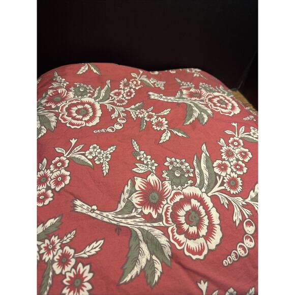 Floral Cotton Pottery Barn Full/Queen Duvet Cover 82" X 88" Red And Green READ - Picture 1 of 4